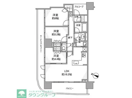 ドレッセタワー南町田グランベリーパーク(3LDK/10階)の間取り写真