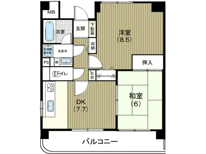 エストルミエール(2DK/6階)の間取り写真