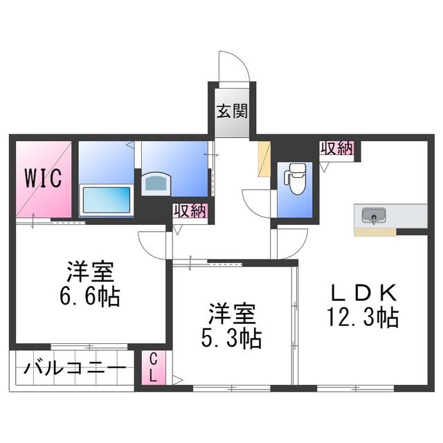 シャーメゾン中島(2LDK/1階)の間取り写真