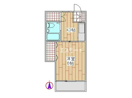平野ハイツ(1K/3階)の間取り写真
