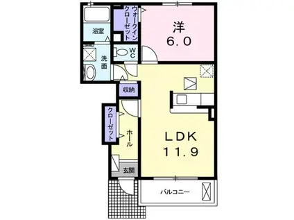 ピュアハイツ・翠A(1LDK/1階)の間取り写真