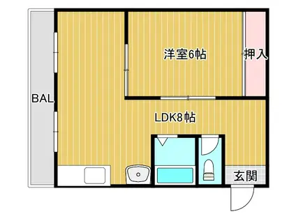 川庄ハイツ(1LDK/3階)の間取り写真