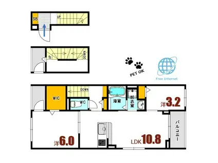 LHIVER(2LDK/3階)の間取り写真