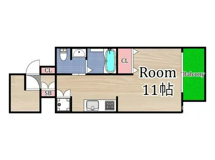 マリス京橋ウィング(1SK/6階)の間取り写真