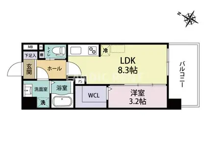 ARISTA箱崎(1LDK/2階)の間取り写真