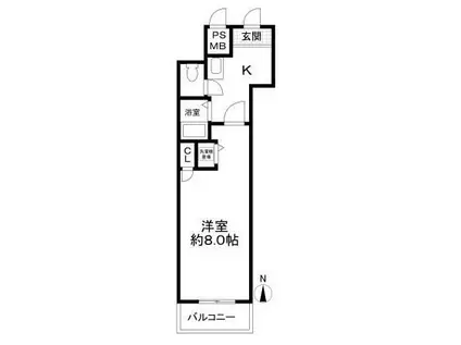 プランドールたかや(1K/4階)の間取り写真