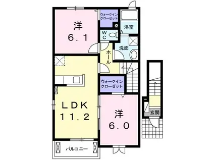ジェルメメゾン MN(2LDK/2階)の間取り写真