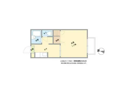 ドゥ・パシオーネ A棟・B棟(1K/1階)の間取り写真