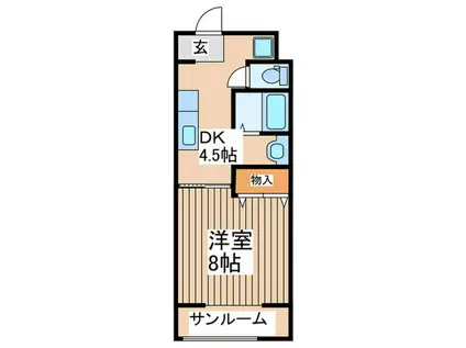 福島ハイツ(1DK/4階)の間取り写真