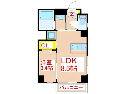 SAT BLD 呉服(1LDK/5階)の間取り写真