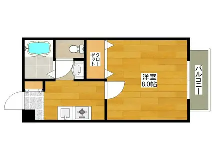 ペルル垂水(1K/1階)の間取り写真