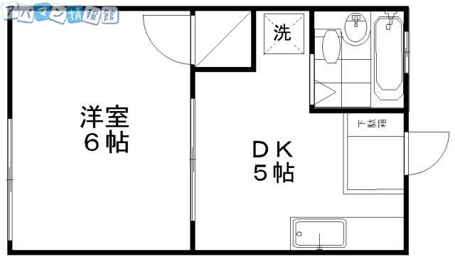 ハウスあおやぎII(1K/1階)の間取り写真
