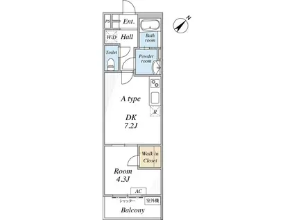 リブリ・小田急相模原(1DK/1階)の間取り写真
