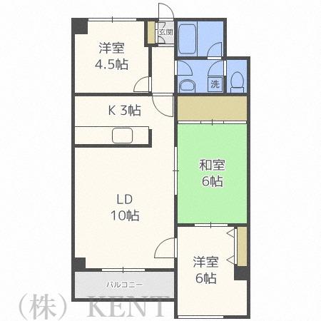 ディアプラザ宮の森(3LDK/2階)の間取り写真