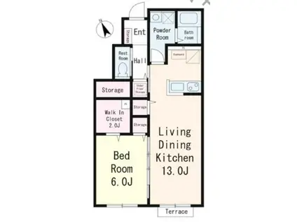 市川市鬼高2丁目PJ(1LDK/1階)の間取り写真