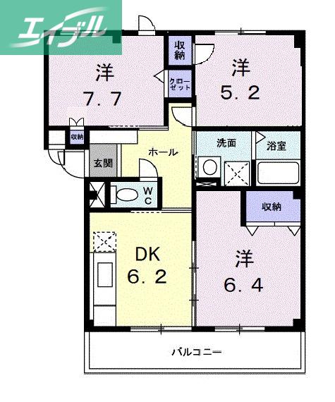 ファインレジデンスKN(3DK/3階)の間取り写真