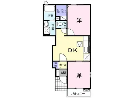 MSレジデンスI(2DK/1階)の間取り写真