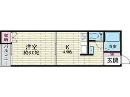 プレアール都島II(1DK/2階)の間取り写真