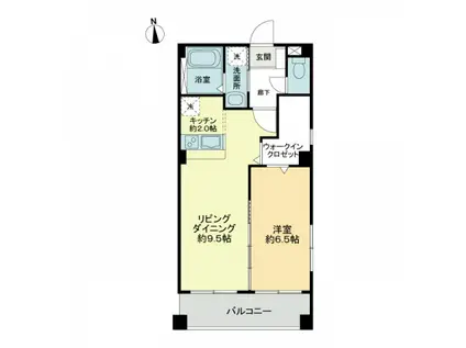 ボヌールピエス(1LDK/2階)の間取り写真