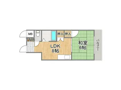 サンロイヤル柴島パートII(1LDK/2階)の間取り写真