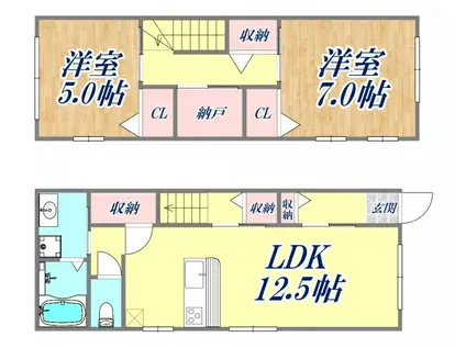 プリムローズ昆陽A棟(2LDK/1階)の間取り写真