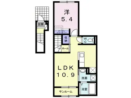 メゾン・メルヴェーユVI(1LDK/2階)の間取り写真