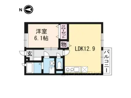 グリーンハイツカミヤ(1LDK/1階)の間取り写真