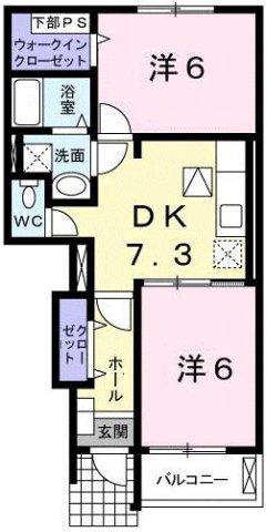 ルミナリエ請石(2DK/1階)の間取り写真