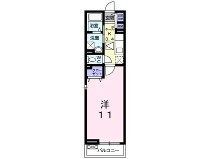 シャイン戸畑(1K/1階)の間取り写真