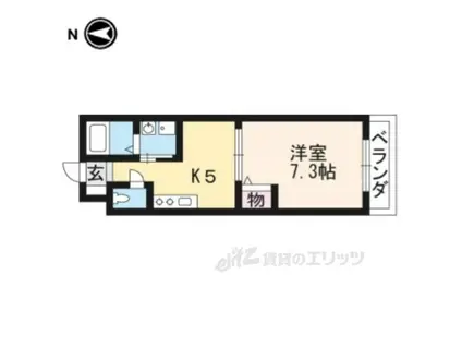 サクシード西院(1K/B1階)の間取り写真