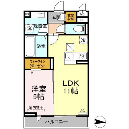 フェールII(1LDK/1階)の間取り写真