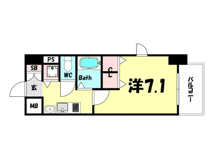 PRESSANCE神戸裁判所前デリシア(1K/10階)の間取り写真