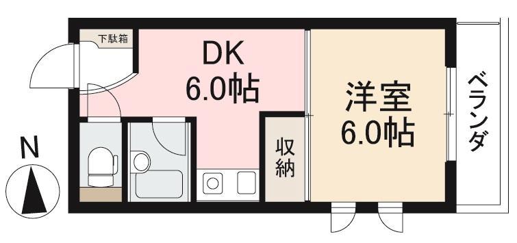グランドール・幸(1DK/1階)の間取り写真