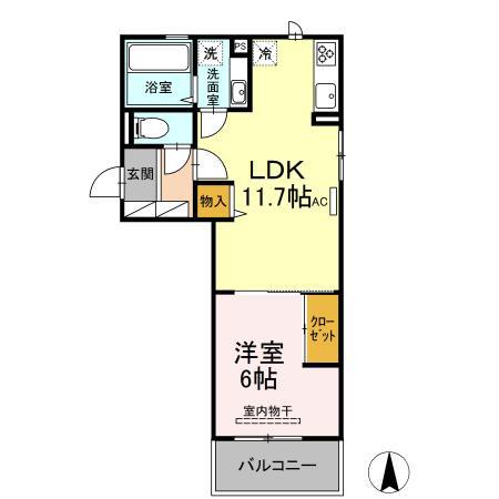 グランフォレMII(1LDK/2階)の間取り写真
