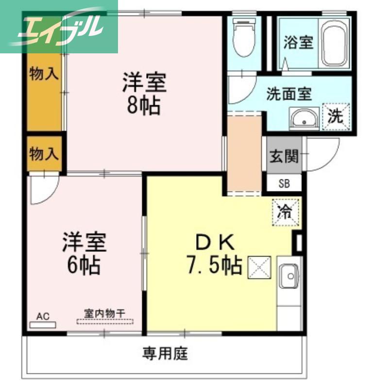 ビューラーT・K B棟(2DK/1階)の間取り写真