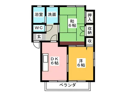 ユアーズF(2DK/1階)の間取り写真