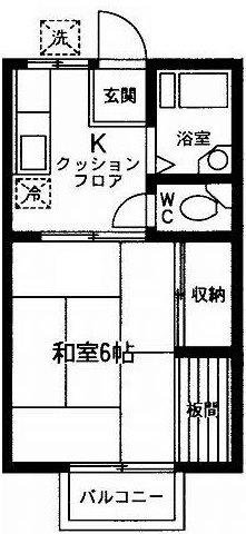 平松ハイツ(1K/2階)の間取り写真