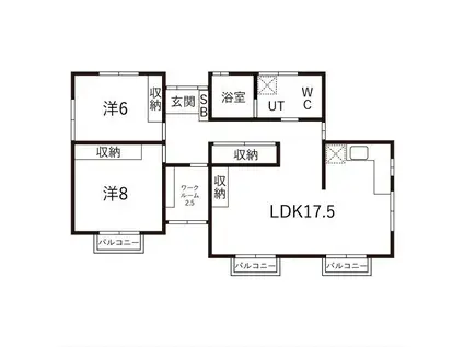 MSS清原台 離れ(2LDK/2階)の間取り写真