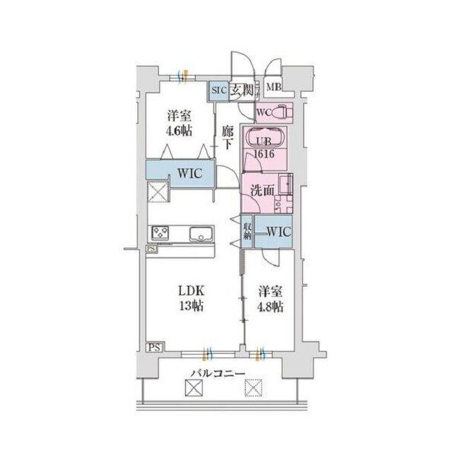 スプランディッド難波VII(2LDK/6階)の間取り写真