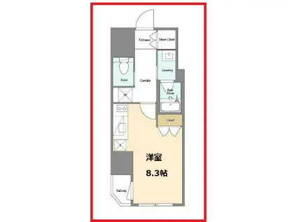 ブイスタイル入谷(ワンルーム/3階)の間取り写真