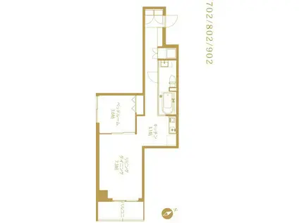 かがやきスクエア(1LDK/9階)の間取り写真