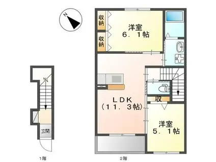 コーダフィオーレ(2LDK/1階)の間取り写真