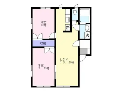 ウインドミルII(2LDK/2階)の間取り写真