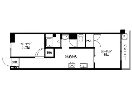 美浜ハイツ(2DK/4階)の間取り写真