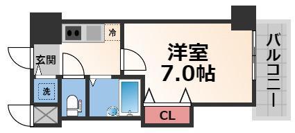 CITY SPIRE布施(1K/4階)の間取り写真