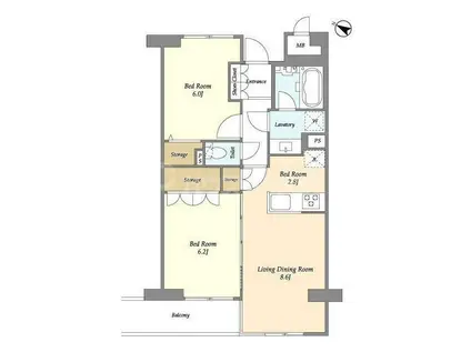 レジディア千川プレイス(2LDK/4階)の間取り写真