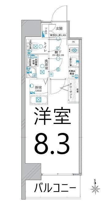 ディアレイシャス名古屋太閤通IV(1K/6階)の間取り写真