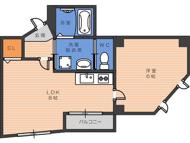 ビーバーハイツ針中野(1LDK/2階)の間取り写真