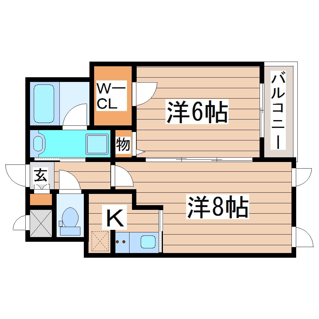 グランビュー晩翠通(1LDK/3階)の間取り写真