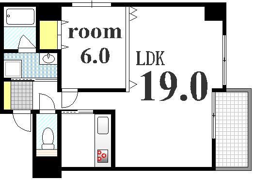 ファミール十日市(1LDK/6階)の間取り写真